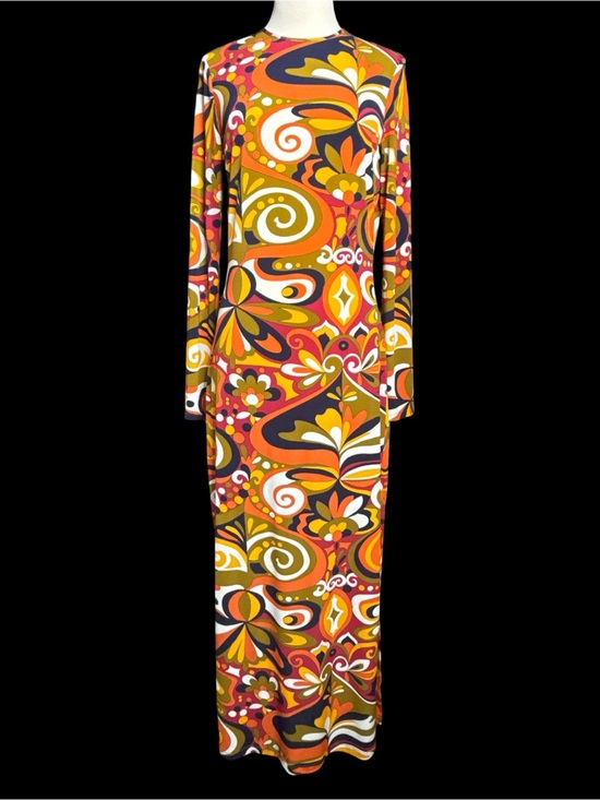 Zara Dresses & Skirts - Zara Psychedelic Retro Swirl Print Long Sleeve Stretchy Maxi Dress Size S